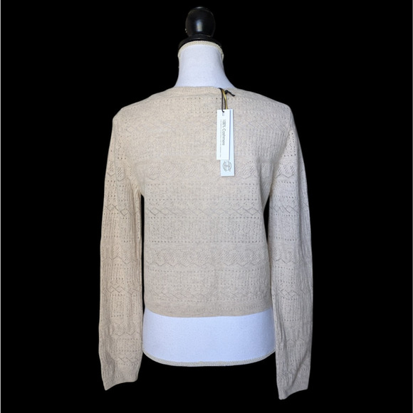 House of Harlow Beige Oatmeal Cropped Cashmere Cardigan Sweater New Size Medium - Picture 2 of 7